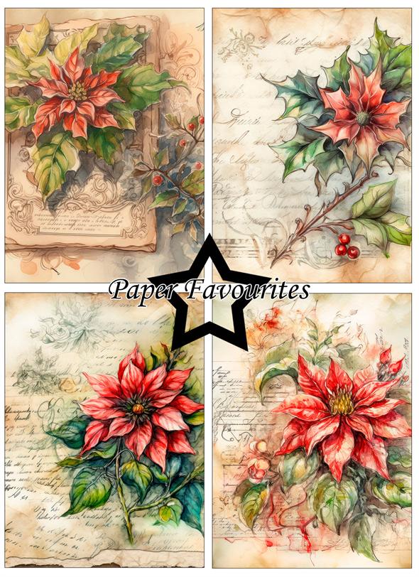Paper Favourites  - Vintage Poinsettia  -  A6