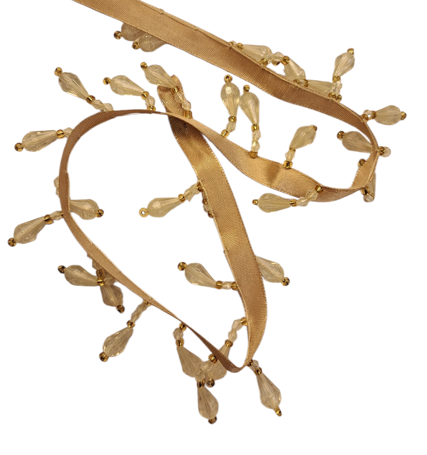 Cheep Trims - Beaded Fringe  - Ivory Gold