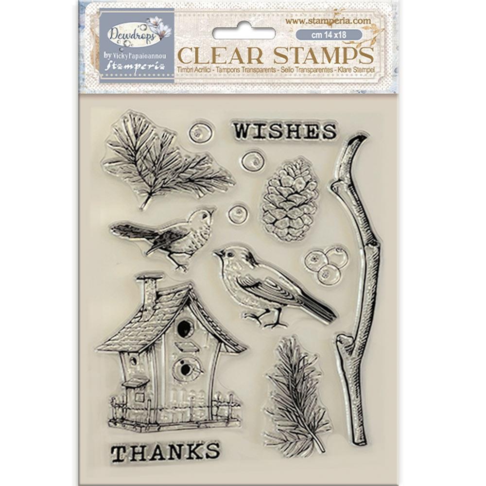 Stamperia - Clear Stamp - Dewdrops - Nest bird