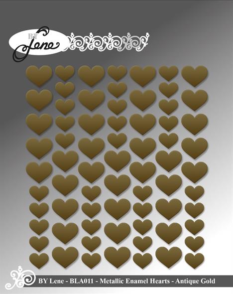 By Lene  - Metallic Enamel Hearts - Gold