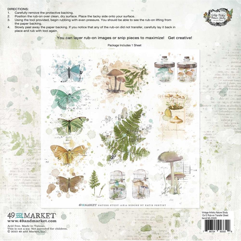 49 and Market - Nature Study -   Rub ons - 12" x 12"