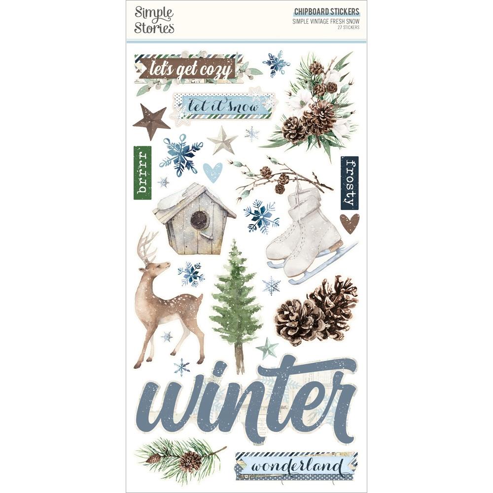 Simple Stories - Fresh Snow - Chipboard Stickers