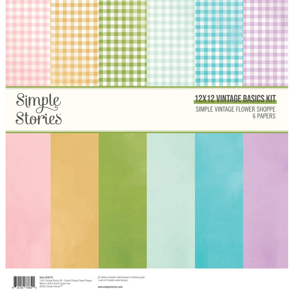 Simple Stories - Flower Shoppe - Basics Double-sided Paper Pack - 12 x 12"