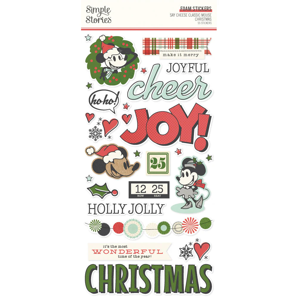 Simple Stories - Say Cheese Classic Mouse - Christmas - Foam Stickers