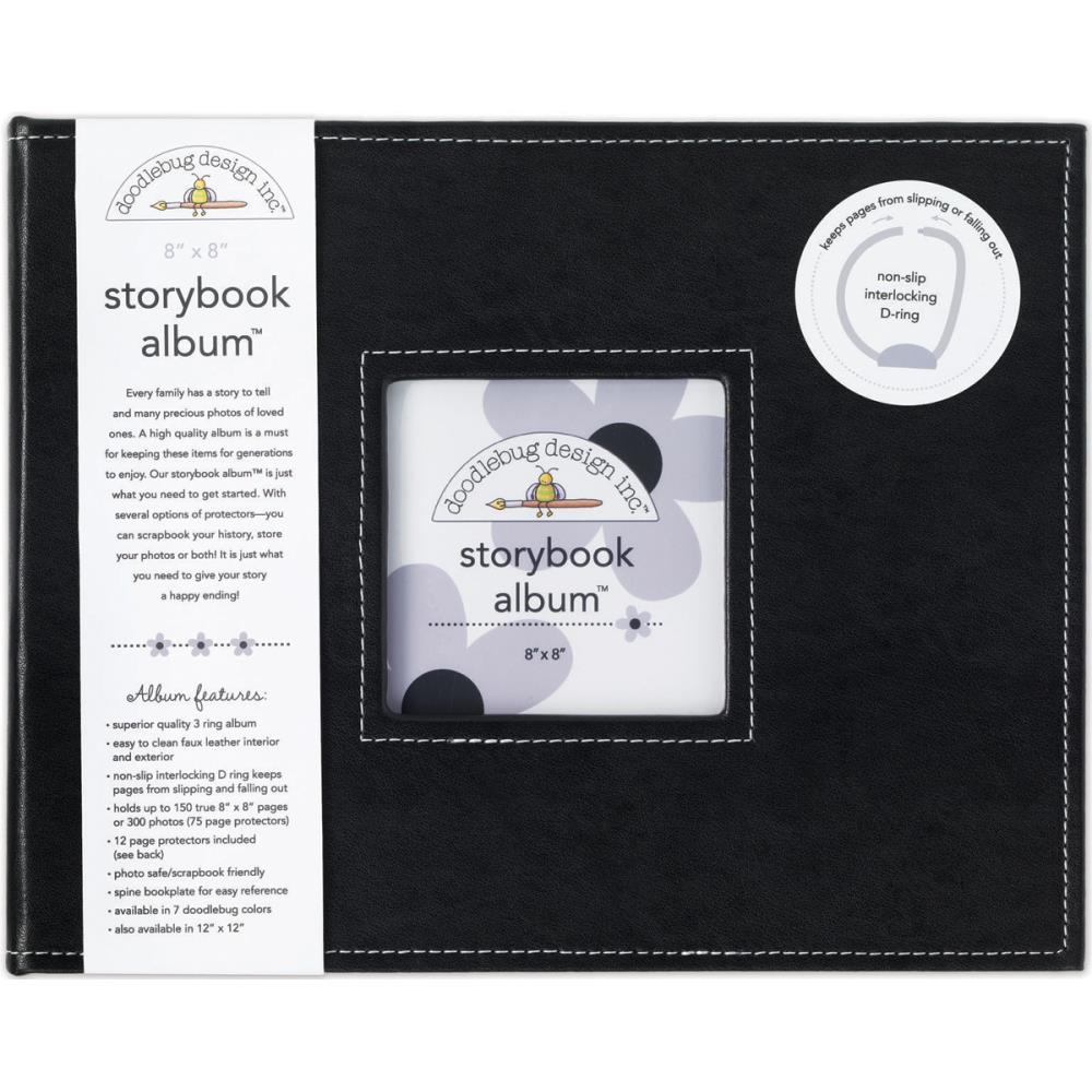 Doodlebug - Storybook D-ring Album - 8x8" - Beetle Black