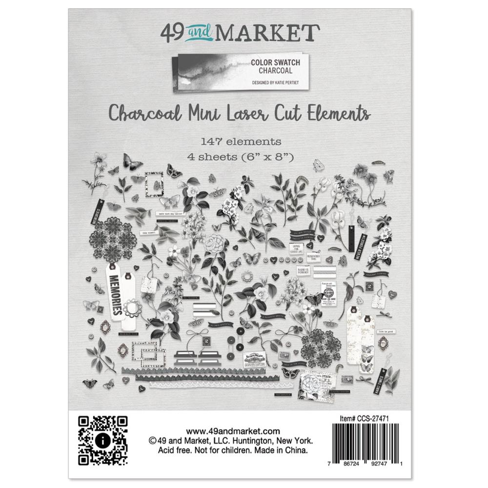 49 and Market - Color Swatch Charcoal - Mini Elements Laser Cut Outs
