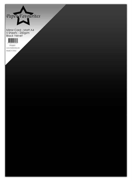Paper Favourites - Mirror Card - Foil - Matt - Black Velvet   A4 -5pk
