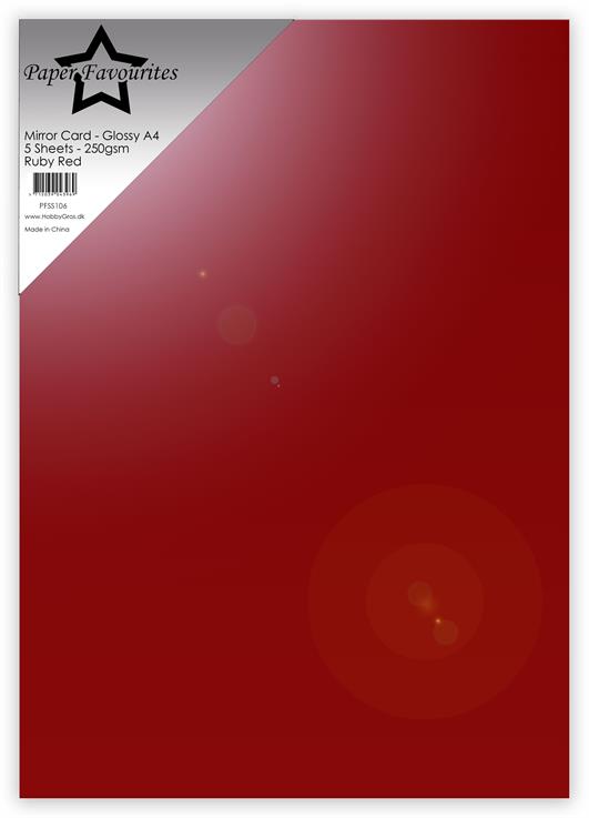 Paper Favourites - Mirror Card - Foil - Gloss - Ruby Red  A4 -5pk
