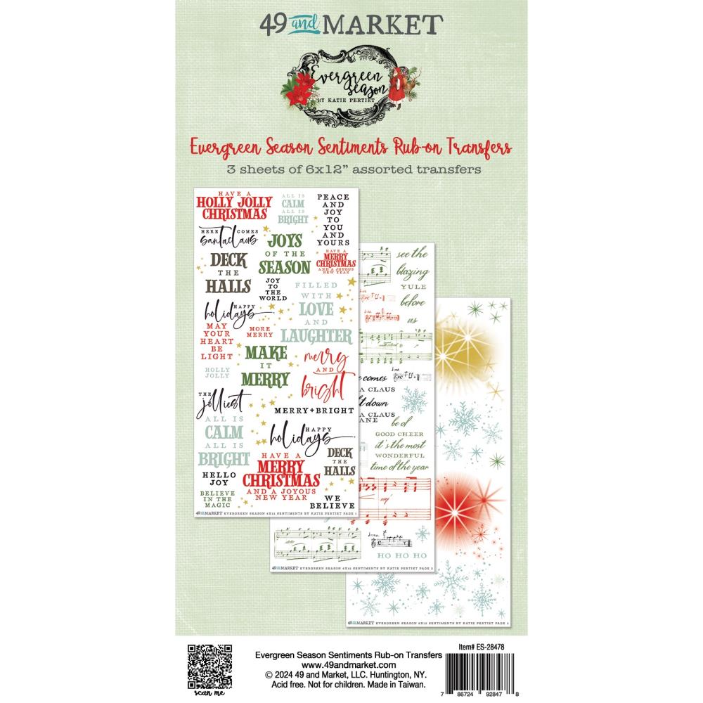 49 and Market - Evergreen Season - Rub ons - Sentiments