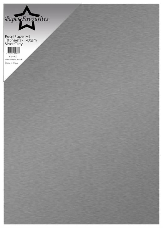 Paper Favourites - Pearl Paper - Silver Grey -   A4 - 10 pk