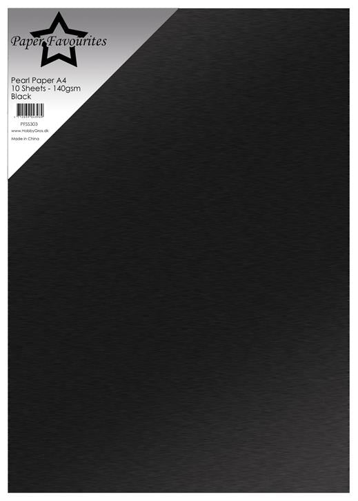 Paper Favourites - Pearl Paper - Black -   A4 - 10 pk
