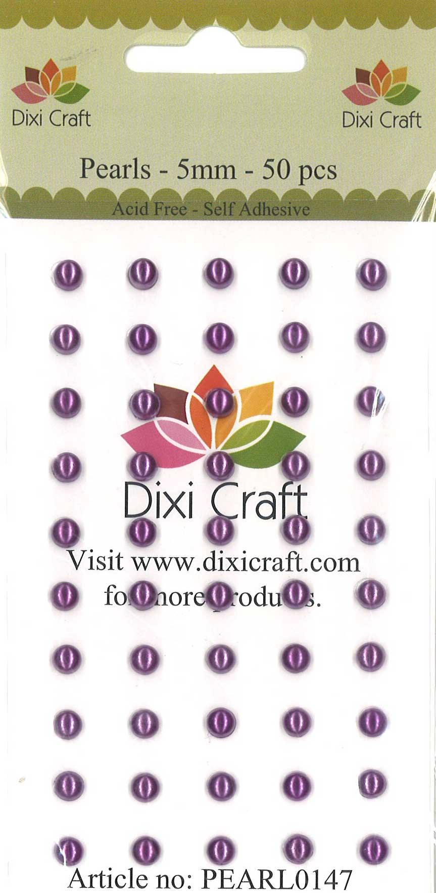 Dixi Craft - Pearl - Violet halvperler - 5mm