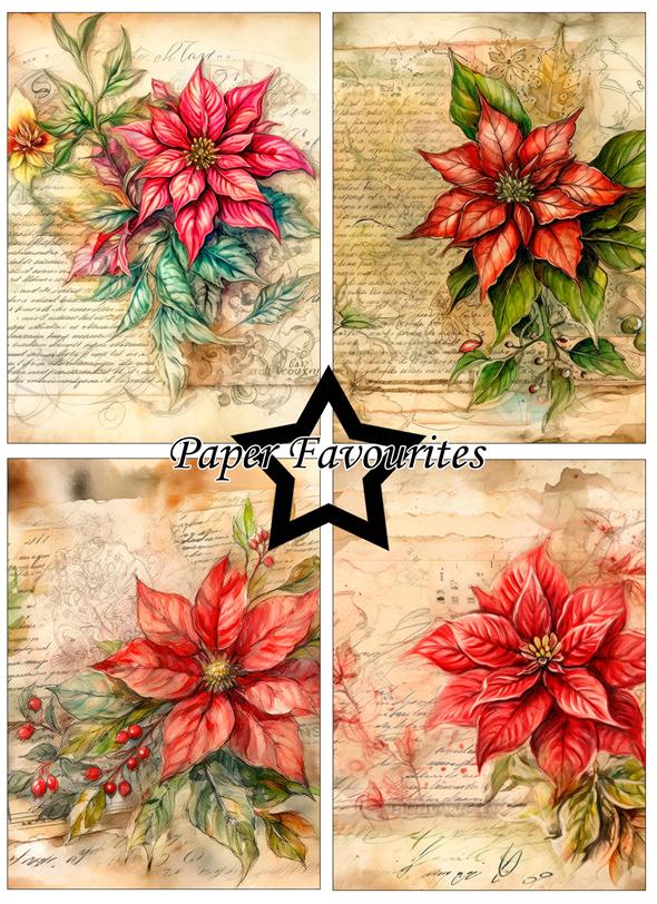 Paper Favourites  - Vintage Poinsettia  -  A6