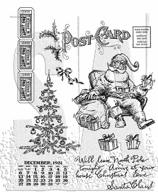 Tim Holtz Collection - Cling Stamps - Santa Visit