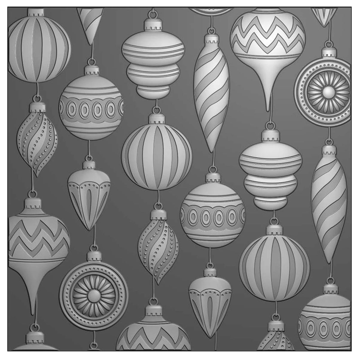 Vaessen Creative - 3D embossingfolder + Stencil - Christmas Baubles