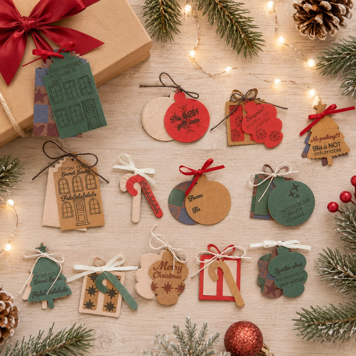 Vassen Creative - Cutting & Embossing Dies + Clear Stamps - Christmas Village Gift Tags