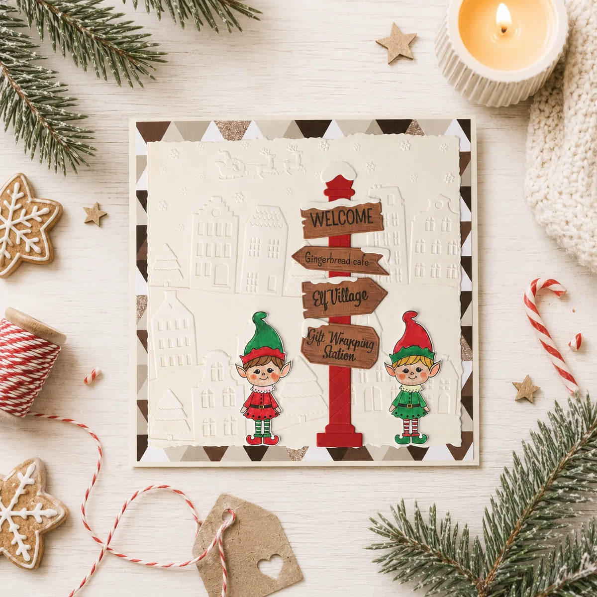 Vassen Creative - Cutting & Embossing Dies + Clear Stamps - Christmas Village Northpole Signs