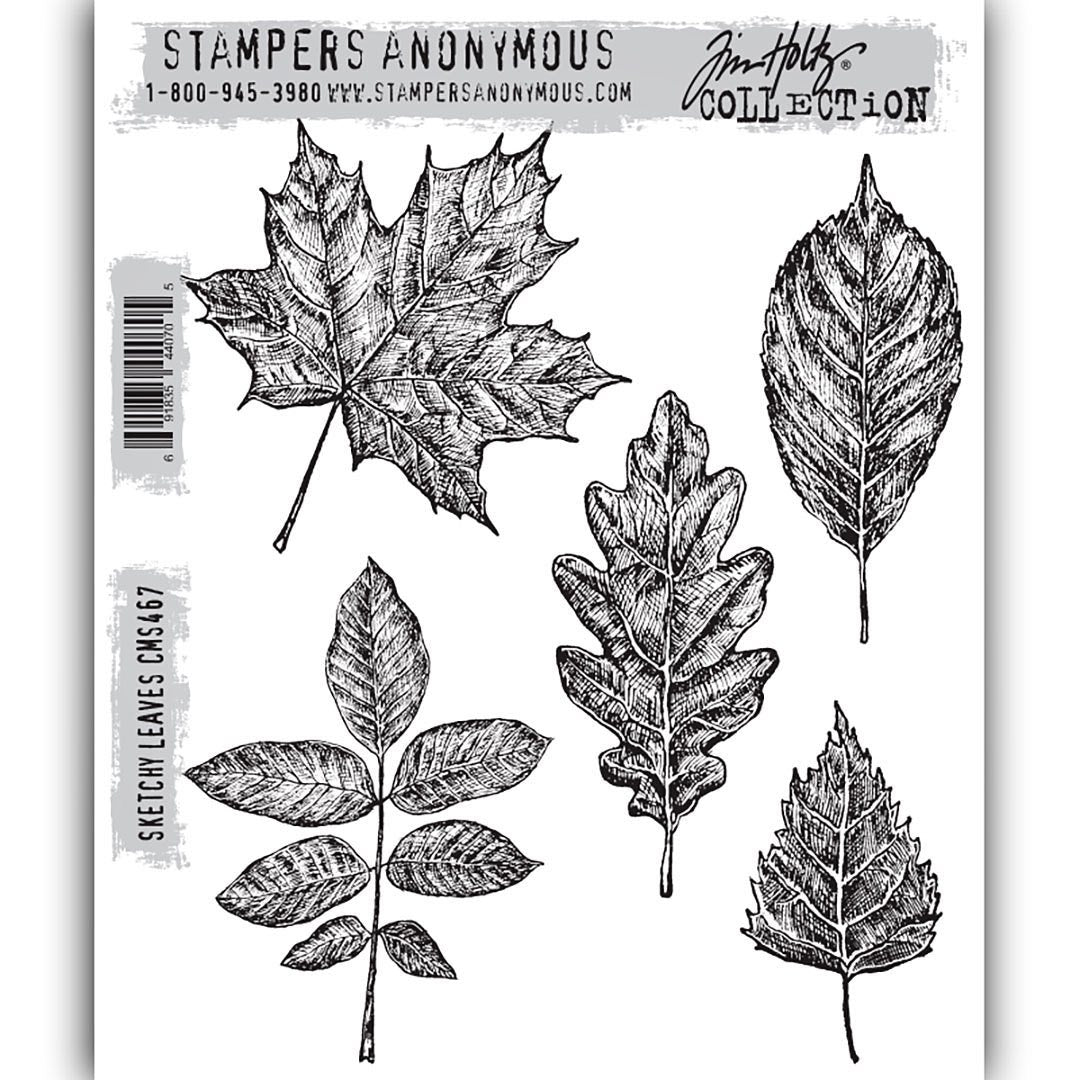 Tim Holtz Collection - Cling Stamps - Sketchy Leaves
