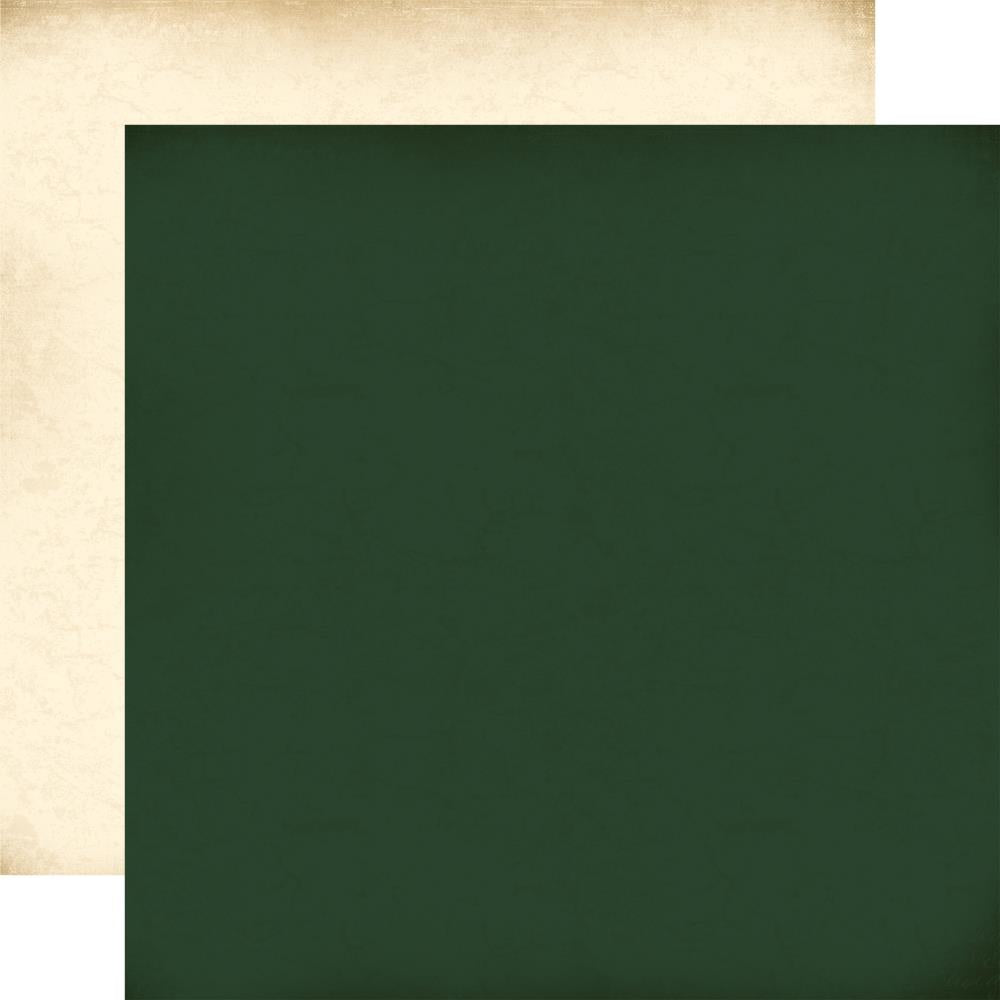 Carta Bella - A Vintage Christmas - Dark Green / Cream solid paper -  12x12"