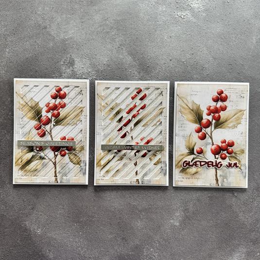 Simple and Basic - Dies - A6 Rectangle - Diagonalt Striped Panel with piercing