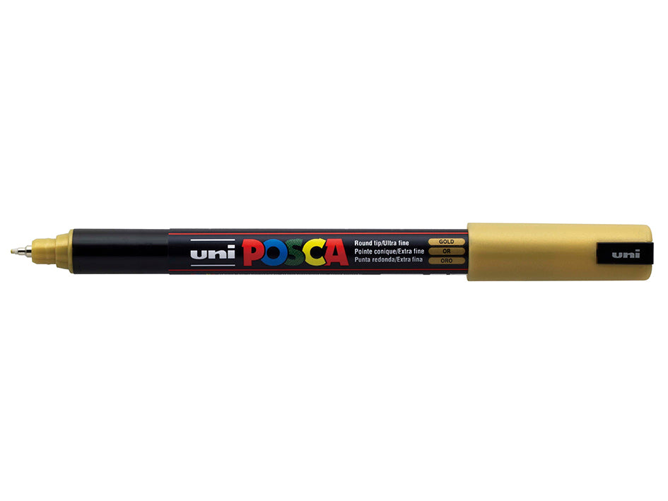 POSCA Marker PC-1MR Extra Fein – 0,7 Mm Kugelspitze, Gold, Für Glas & Nicht-poröse Oberflächen