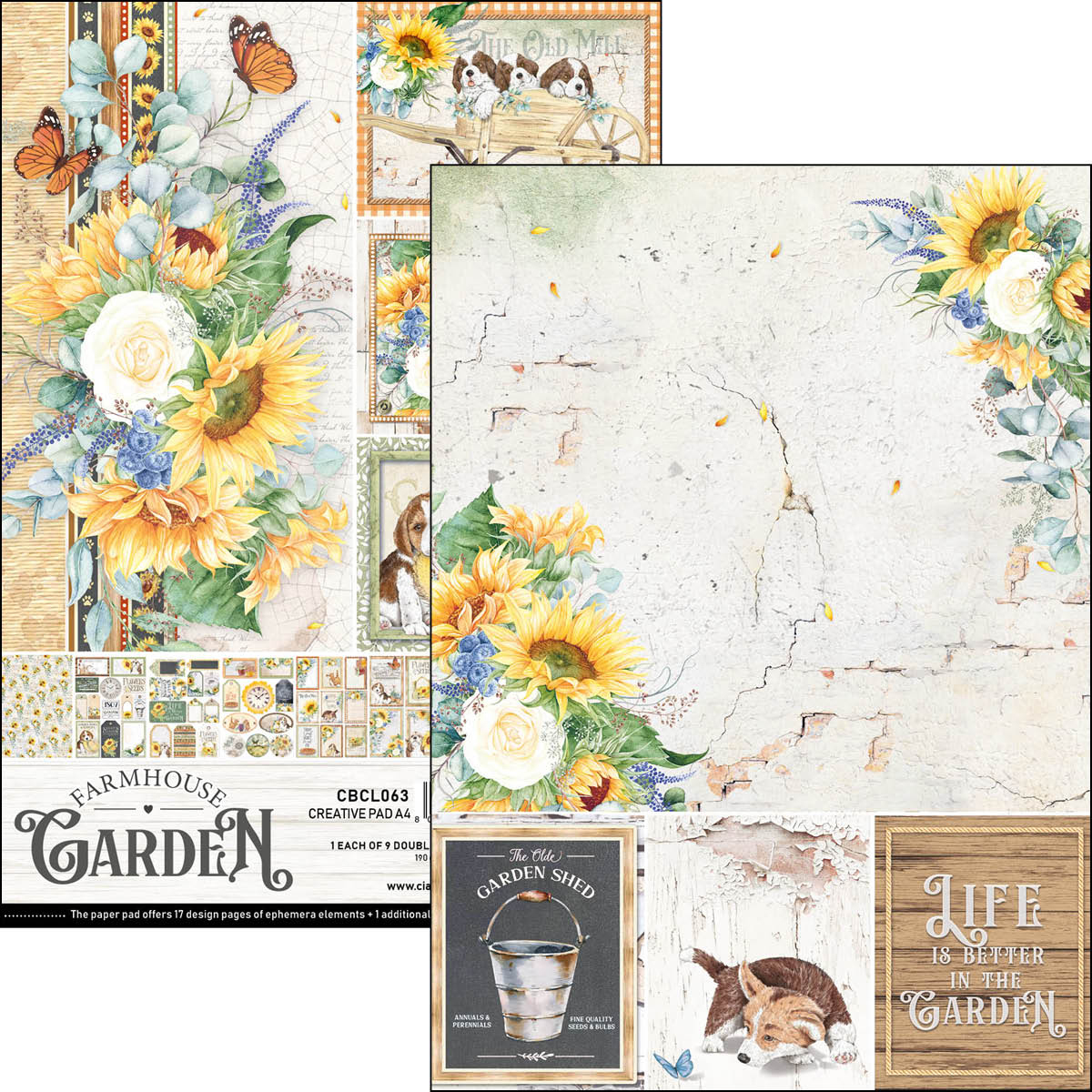 Ciao Bella - Farmhouse Garden - Paper Pack   (9 ark) A4