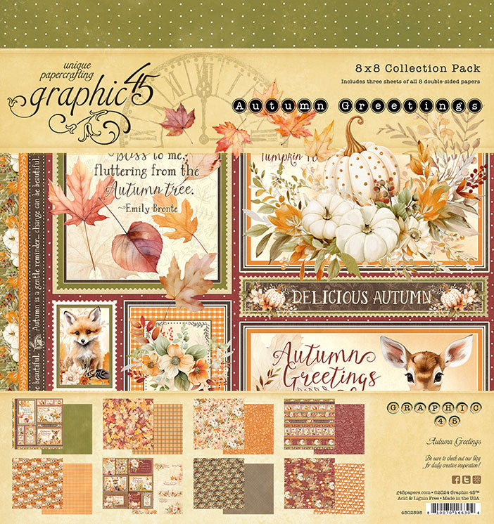 Graphic 45 - Autumn Greetings - Paper Pad  8x8"