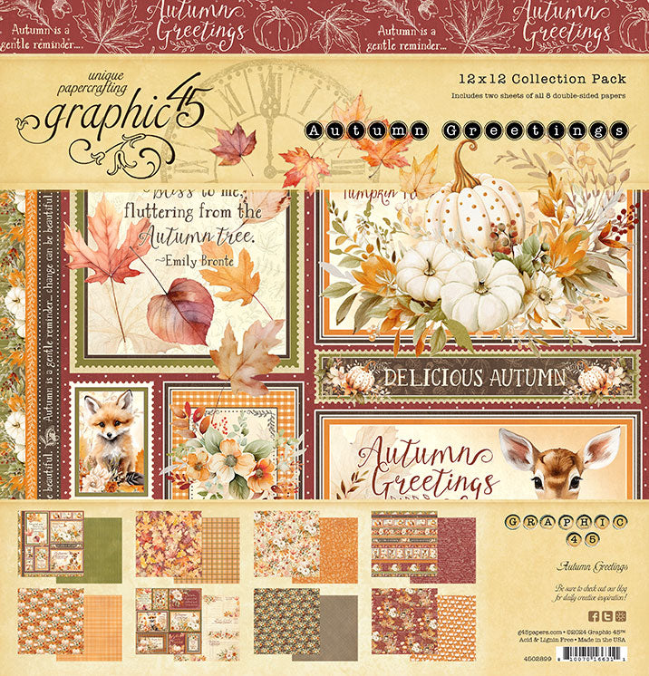 Graphic 45 - Autumn Greetings - Paper Pad - 12 x 12"