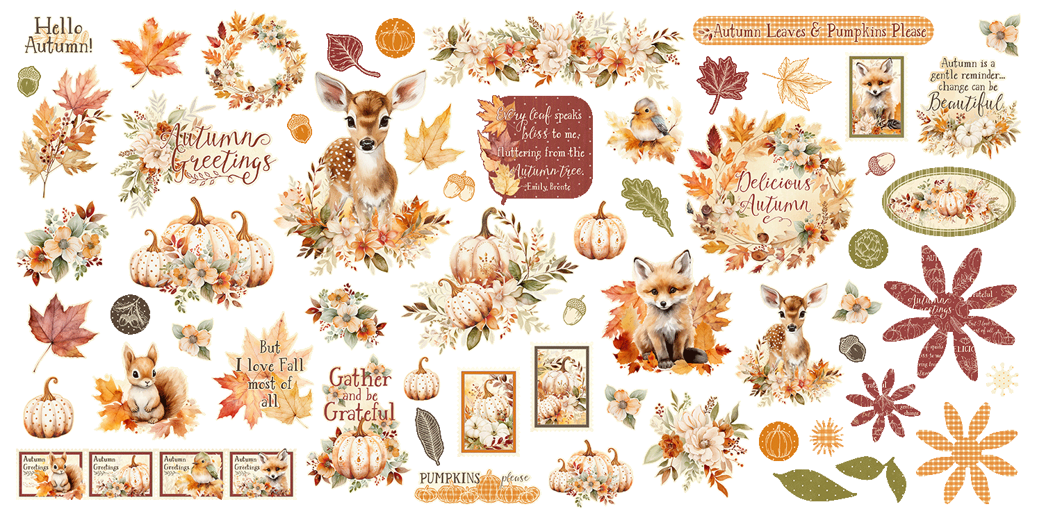 Graphic 45 - Autumn Greetings - Ephemera Die Cuts