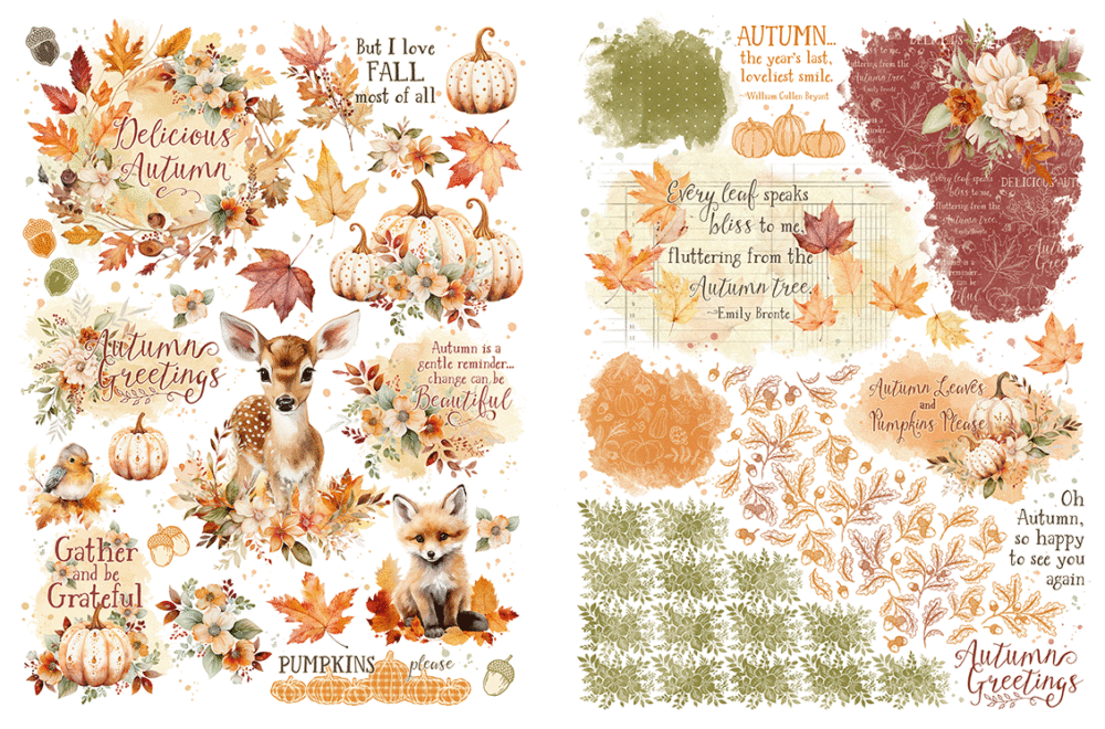 Graphic 45 - Rub On Transfers - Autumn Greetings