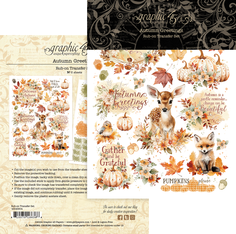 Graphic 45 - Rub On Transfers - Autumn Greetings