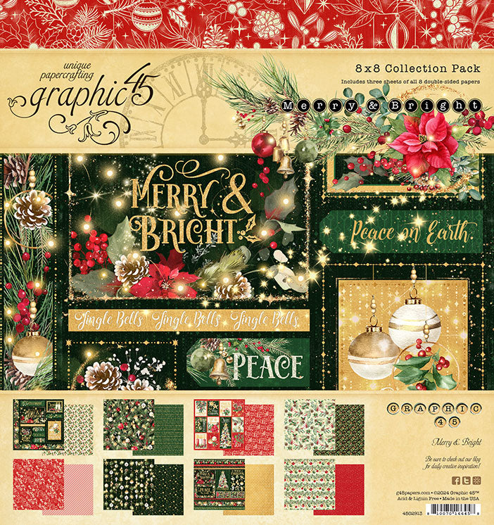 Graphic 45 - Merry & Bright - Paper Pad  8x8"