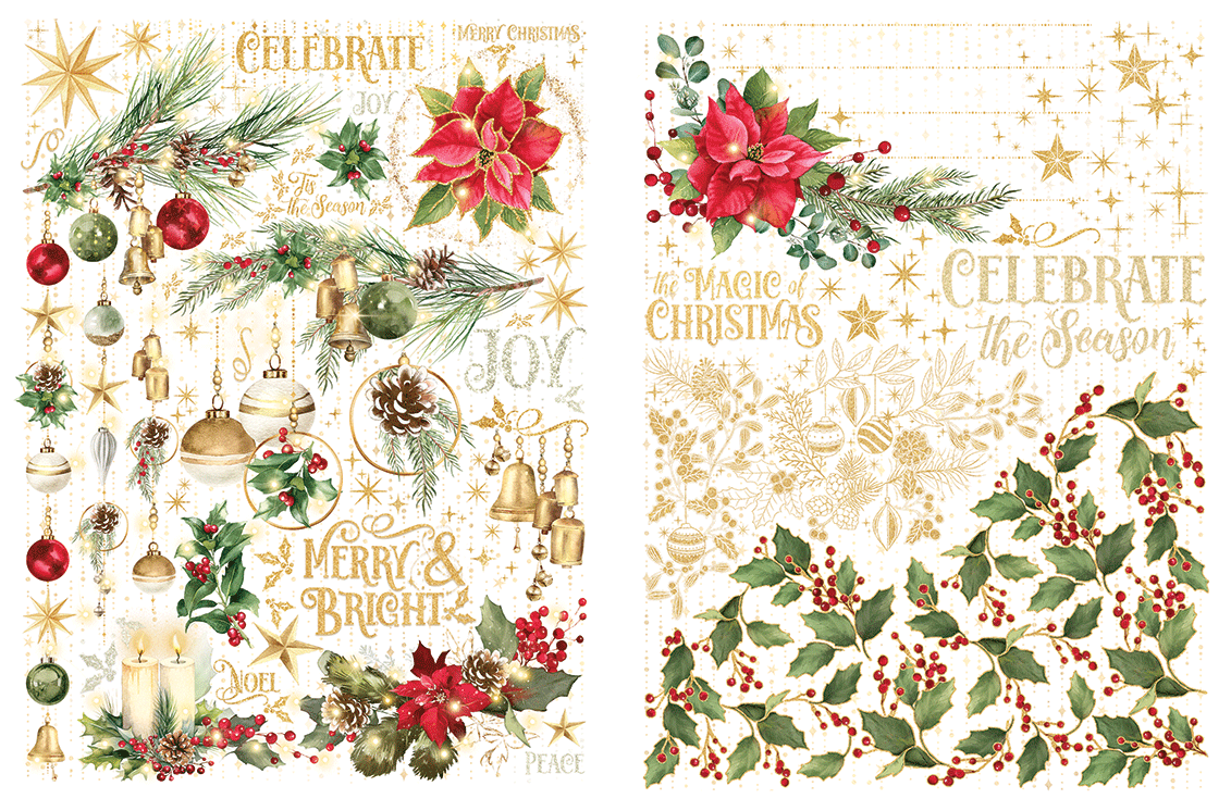 Graphic 45 - Rub On Transfers - Merry & Bright