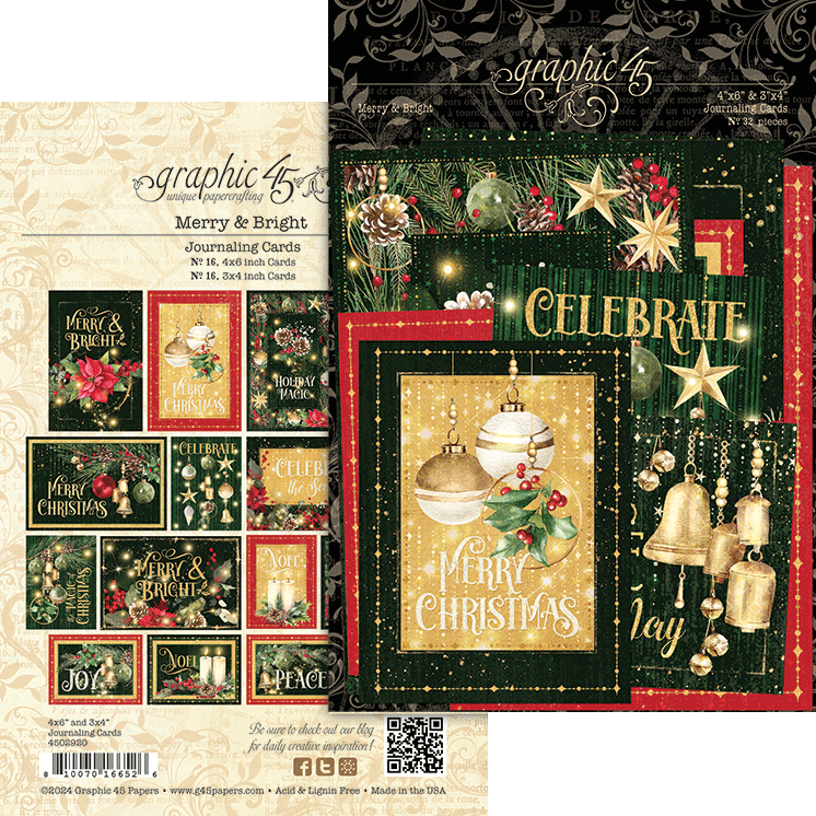 Graphic 45 - Merry & Bright - Journaling Cards