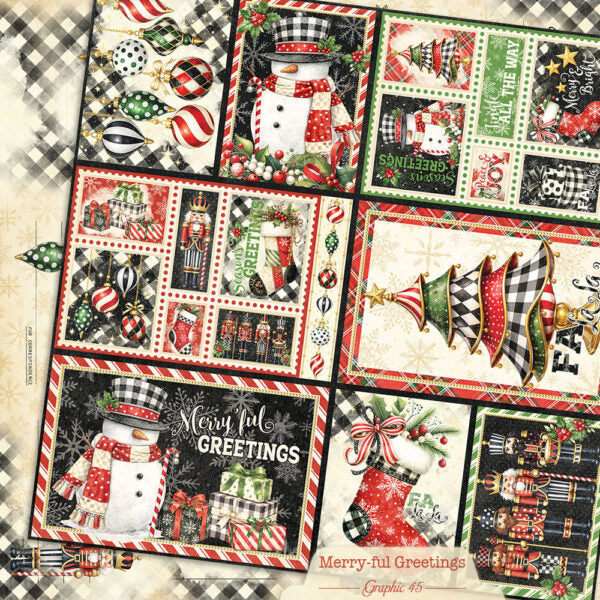 Graphic 45 - Merry-ful Greetings - Paper Pad - 12 x 12"