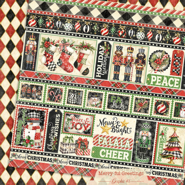 Graphic 45 - Merry-ful Greetings - Paper Pad - 12 x 12"