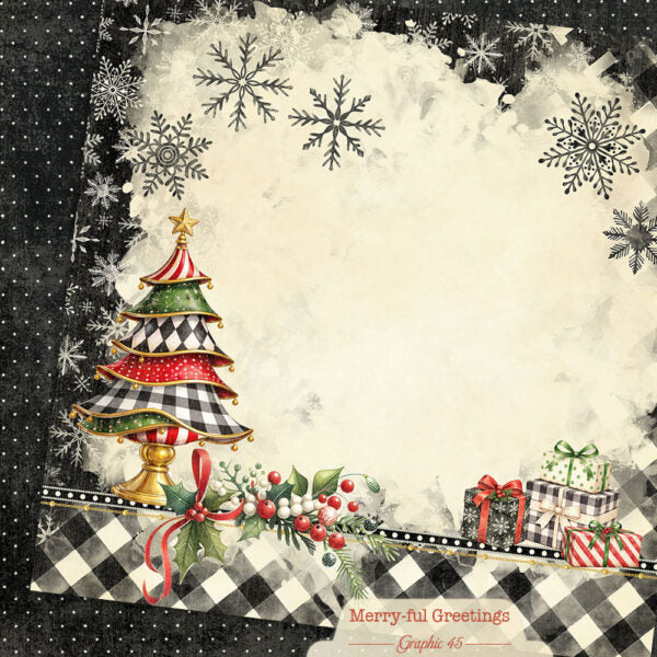 Graphic 45 - Merry-ful Greetings - Paper Pad - 12 x 12"