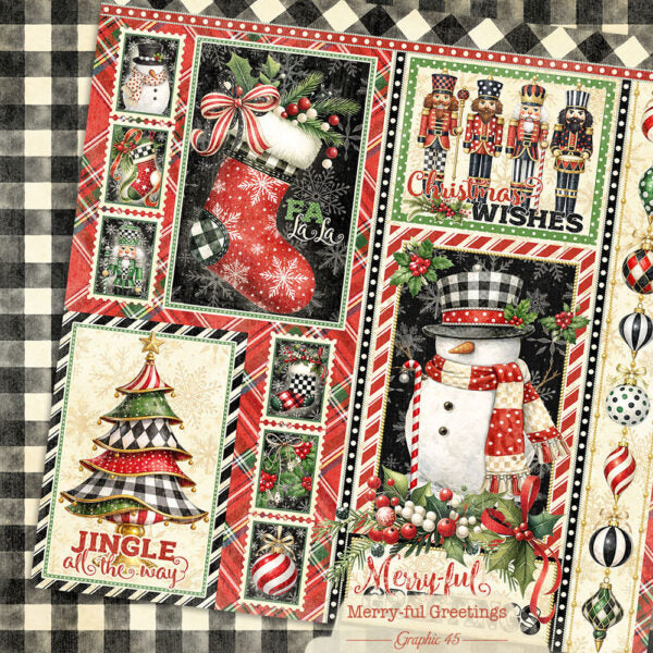 Graphic 45 - Merry-ful Greetings - Paper Pad - 12 x 12"