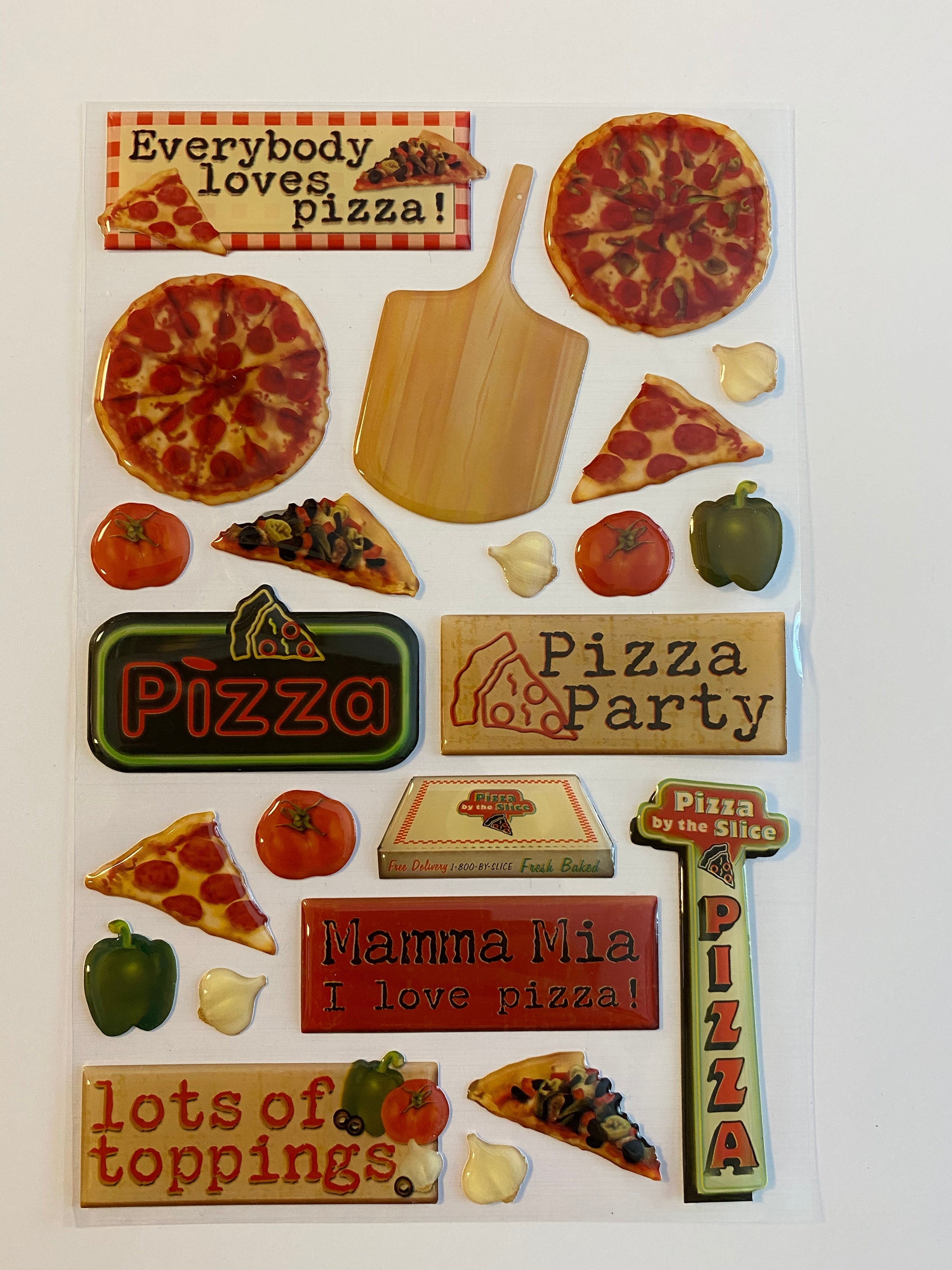 Creative Imaginations -  Pizza -  Epoxy Stickers