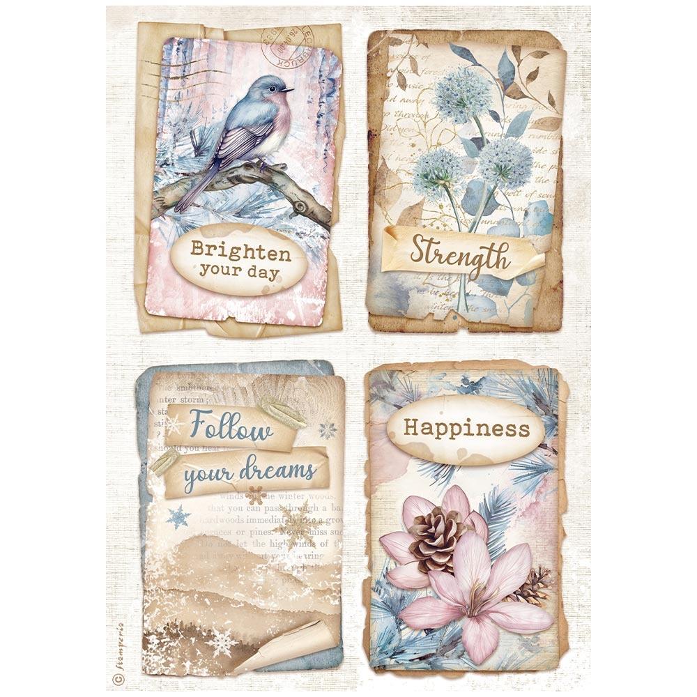 Stamperia - Dewdrops  - 4 cards - Rice Paper A4