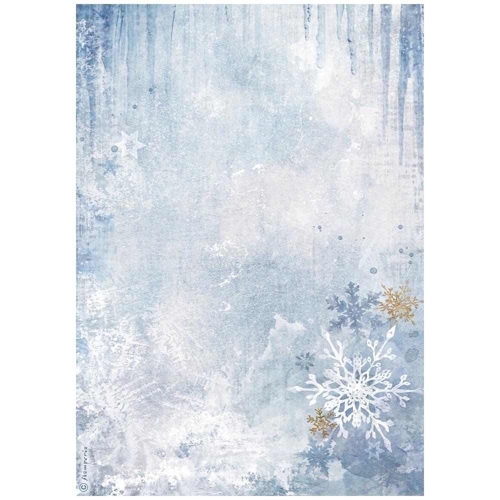 Stamperia - Dewdrops  - Blue snowflakes - Rice Paper A4