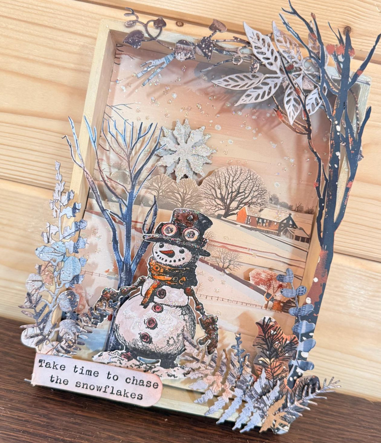 IndigoBlu - A6 Red Rubber Stamp - Steampunk Snowman