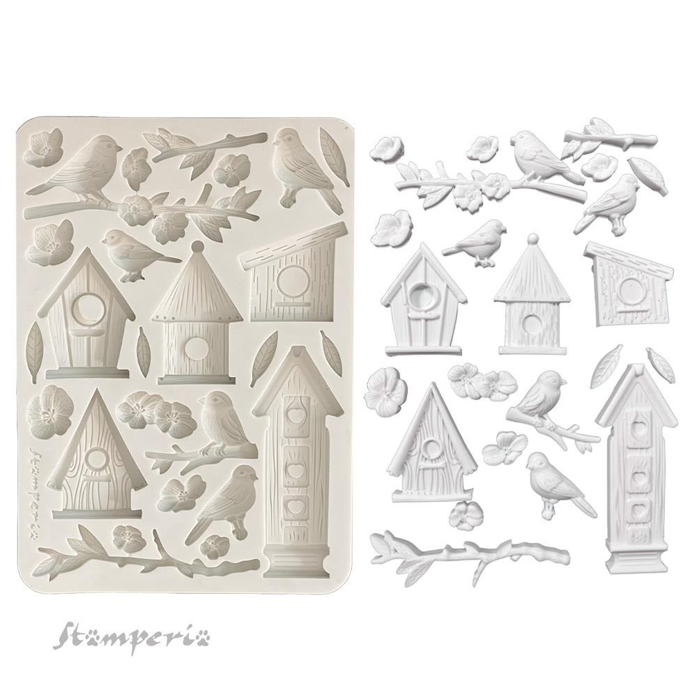 Stamperia  - Silicon Mould -  Dewdrops - Nests and birds - A5