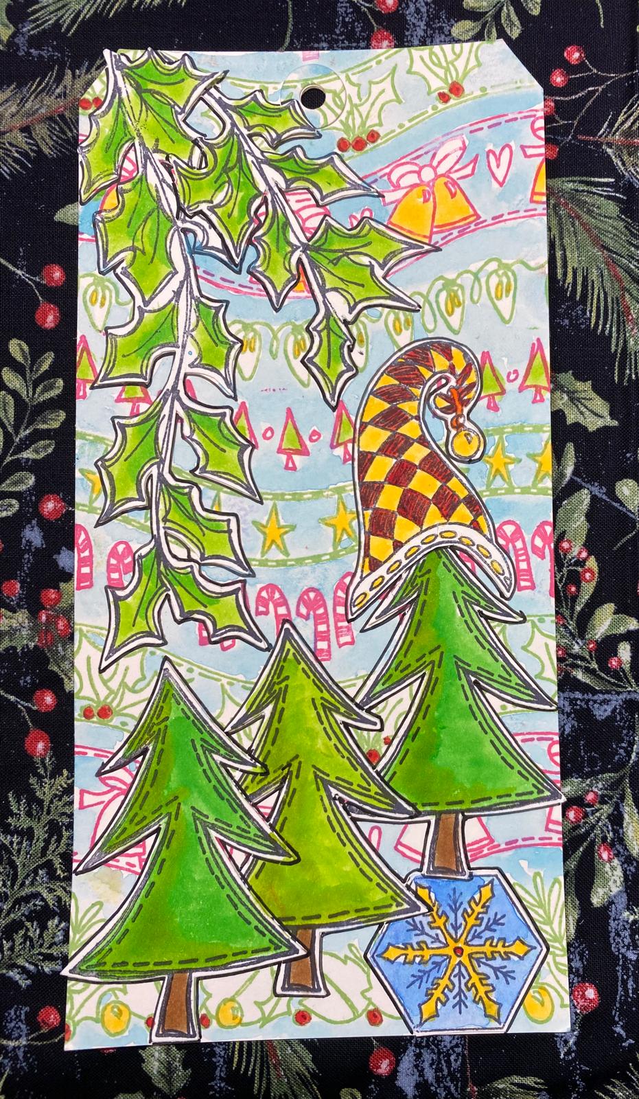 Dylusions - Cling mount stamps - Holly Garlands