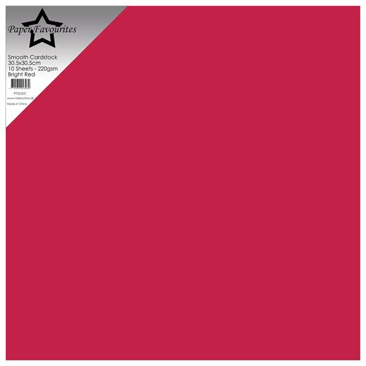 Paper Favourites - Smooth - Bright Red - 12x12" - 10 pack