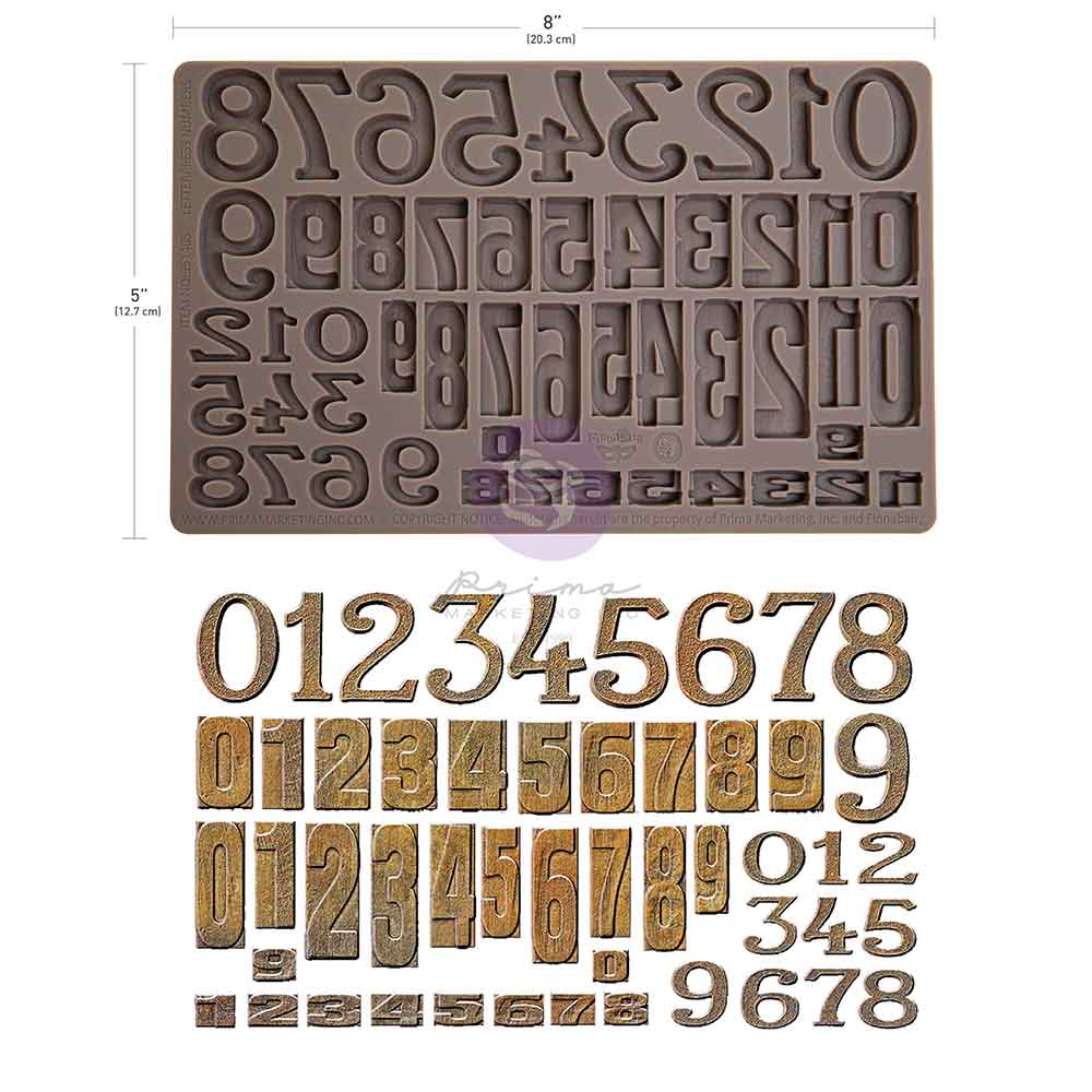 Prima - Finnabair Decor Mould - Letterpress Numbers