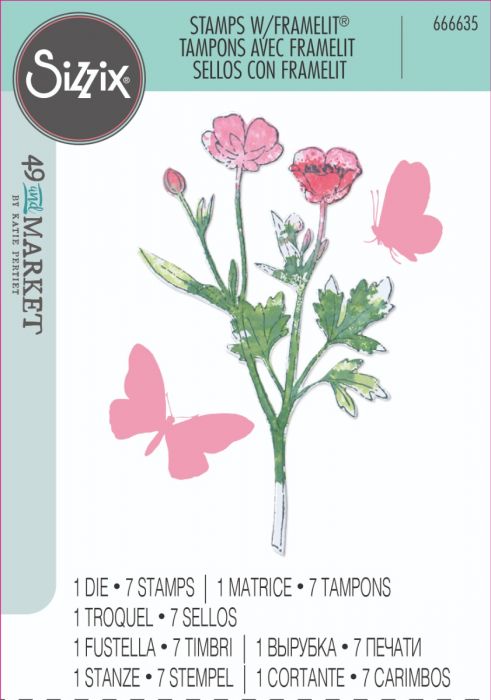 Sizzix - 49 & Market - Framelits dies & clear stamp - Painted pencil Botanicals