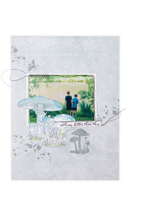 Sizzix - 49 & Market - Framelits dies & clear stamp - Painted pencil Mushrooms