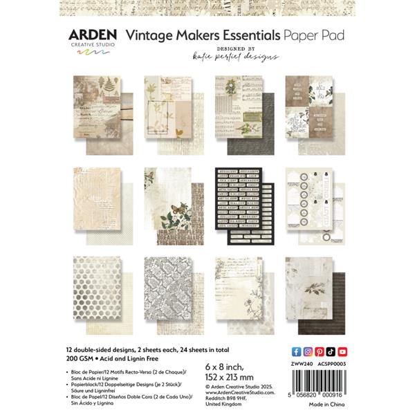 Arden Creative Studio - Vintage Makers - Essential - Paper Pad   6x8"