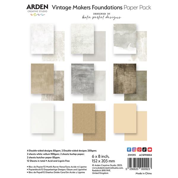Arden Creative Studio - Vintage Makers - Foundations - Paper Pad   6x8"